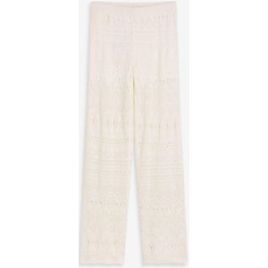 Slip-on broek met met gebreid ajour-patroon