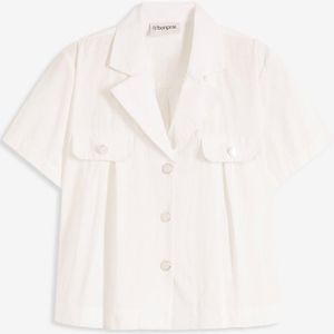 Korte popeline blouse van katoen met korte mouwen