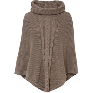 Poncho - Grof Gebreide Poncho - Met Volumineuze Col