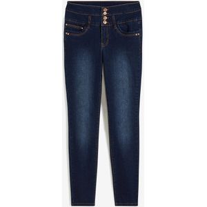 High waist skinny jeans met lange knoopsluiting