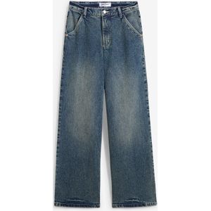 Wide leg jeans met high waist, low stretch