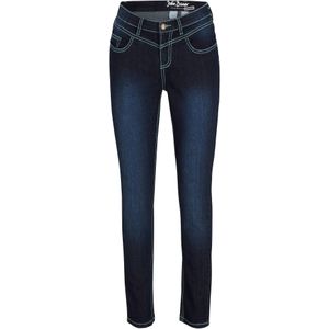 Slim mid waist jeans met contrastnaden
