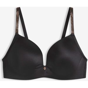 Voorgevormde bh zonder beugels, met glanzende schouderbandjes