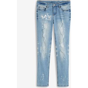 Straight jeans met destroyed effecten