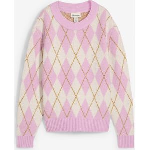 Fijngebreide trui met een ruitmotief