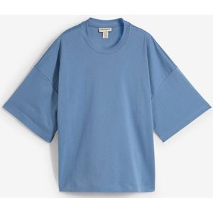 Kort oversized shirt van zwaar biologisch katoen