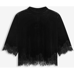 Shirt van fluweel met kant