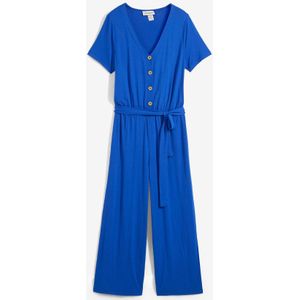 Jersey jumpsuit met V-hals, korte mouw
