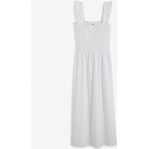 Midi jersey jurk met smokwerk