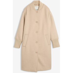 Lange winterjas met gebreide strook