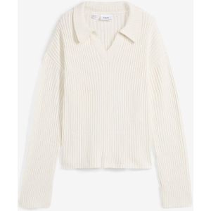 Geribde boxy trui met polokraag