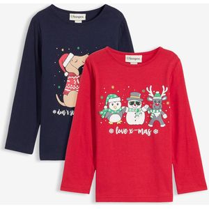 Meisjes kerst longsleeve van biologisch katoen (set van 2)