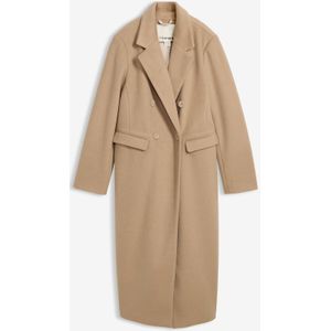 Lange jas in wollen look met dubbele knopen