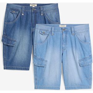Lichte denim cargo short van puur katoen, relaxed fit (set van 2)