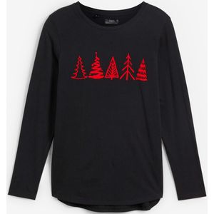 Katoenen longsleeve met kerstmotief