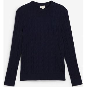 Fijngebreide kabeltrui in een zachte katoenmix, slim fit