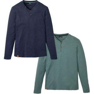 Henley longsleeve van biologisch katoen (set van 2)