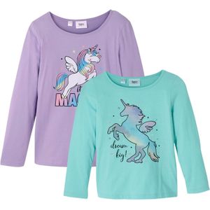 Meisjes longsleeve (set van 2) van biologisch katoen