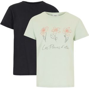 Basic T-shirt met print (set van 2)