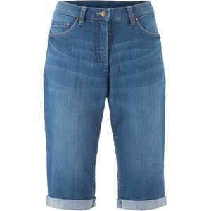 Stretch jeans bermuda met omslag