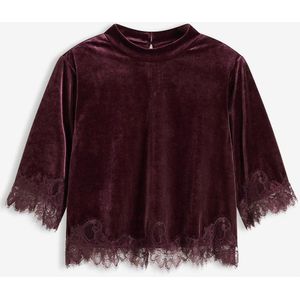 Shirt van fluweel met kant