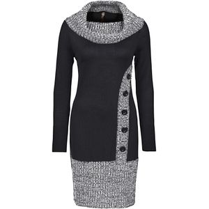 Accentuerende, gebreide jurk met sjaalkraag