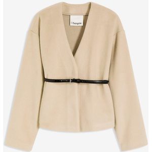 Oversized blazer met riem in wollook, gewatteerd