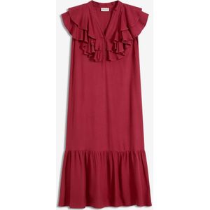 Midi jurk met volants van gestructureerde crêpe