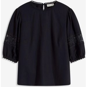 Blouse met korte mouwen en linnen