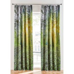 Verduisterend gordijn met bos (1 stuk)