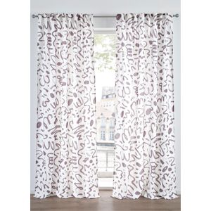 OLIVIA vitrage gordijnen met plooiband - kant en klaar - 150 x 260 cm - helder wit