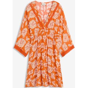 Tuniekjurk met kant van gestructureerde viscose