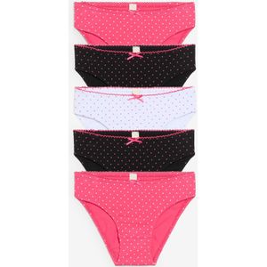 Meisjes slips met satijnen strikje (set van 5)