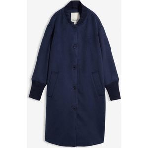 Lange winterjas met gebreide strook