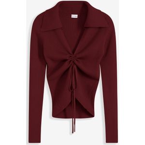 Geribde trui met rijgkoordjes