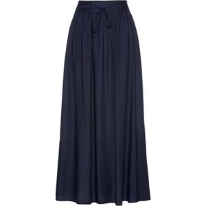 Viscose maxi rok met comfortband en strikkoordjes