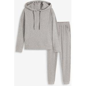 Loungewear huispak van soepele ribstof, oversized