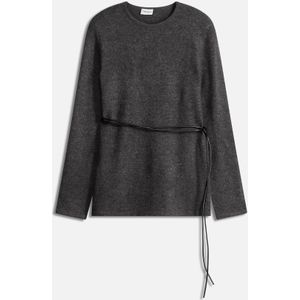 Gebreid shirt met wol en strikbandje van imitatieleer