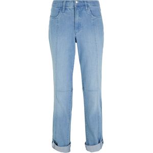 Mid waist jeans met turn-ups, straight