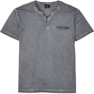 Henley shirt in washed out look, korte mouw