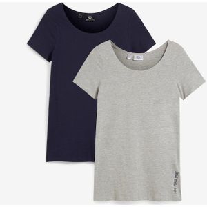 Longshirt met tekstprint (set van 2)