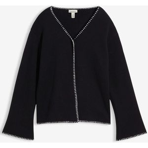 Gebreide vest van wolmix met contrasterende details