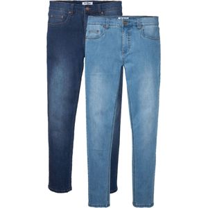 Slim fit power stretch jeans, tapered (set van 2)
