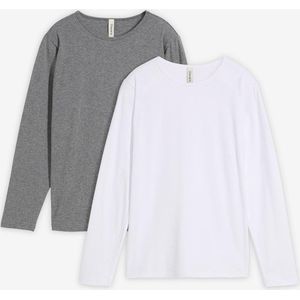 Onderhemd van zacht katoen met lange mouwen (set van 2)