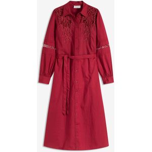 Midi jurk met kanten inzetstuk van katoen