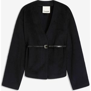 Oversized blazer met riem in wollook, gewatteerd