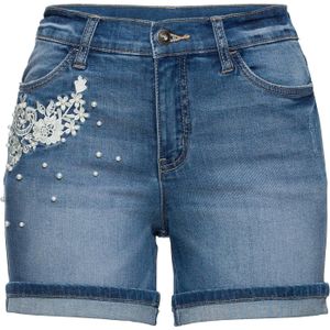 Jeans short met versiering, mid waist