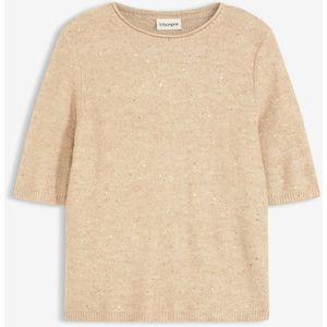 Trui met halflange mouwen, pailletten en glanzend garen