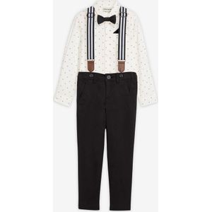 Overhemd, stretch broek, bretels en vlinderstrik (4-dlg. set)