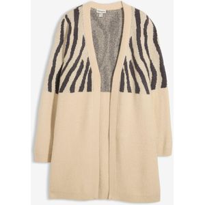Lang gebreid vest met zebraprint